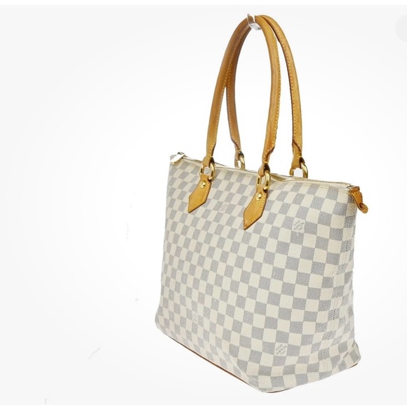 LOUIS VUITTON Saleya MM Shoulder Bag Damier Azur Leather White N51185 34YH749 - Picture 1 of 15